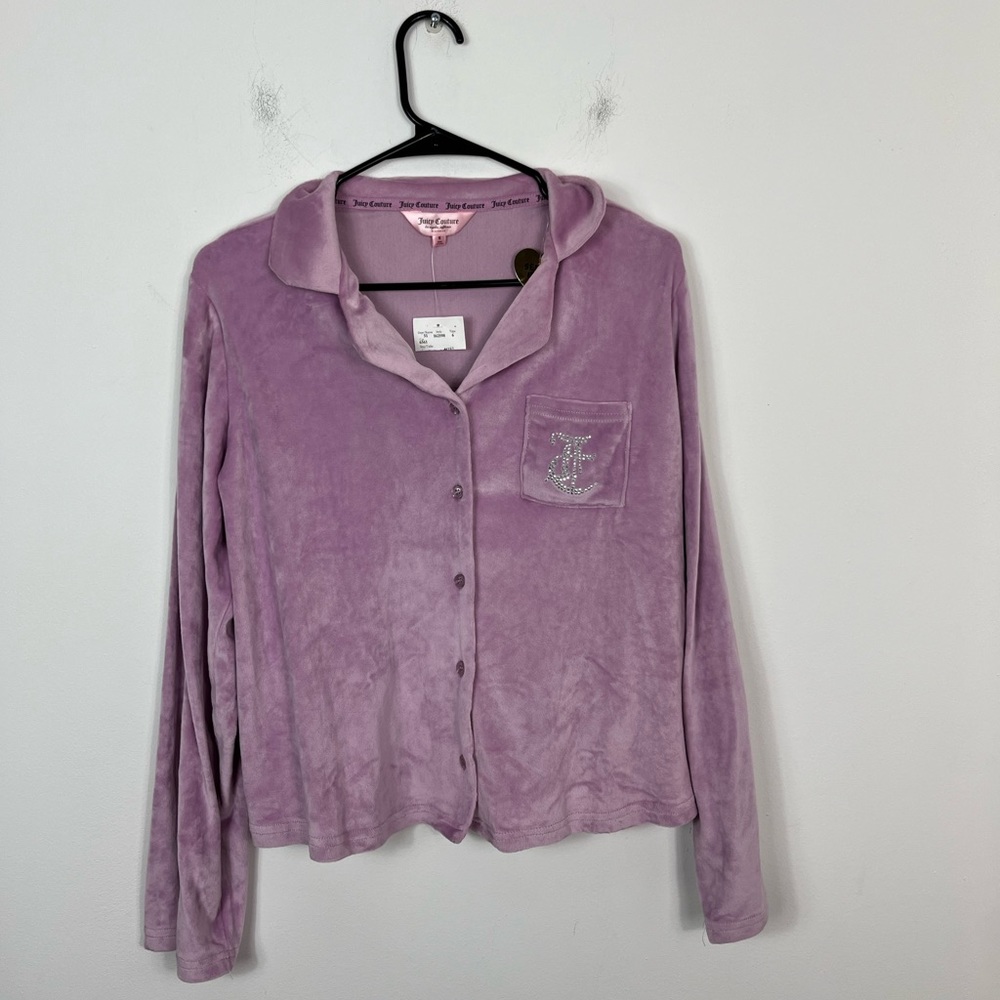 NWT Juicy Couture Velour Bedazzled Sleep Top Sz S
